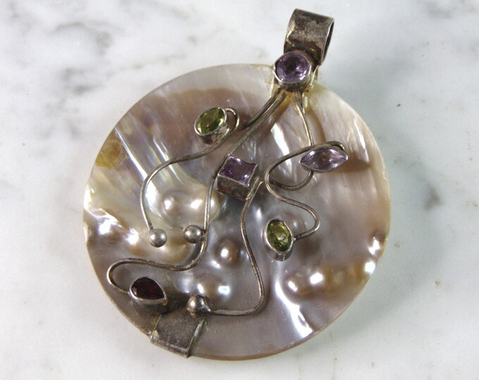 Womens Vintage Estate Sterling Silver Modernist Pendant 29.1g E3654