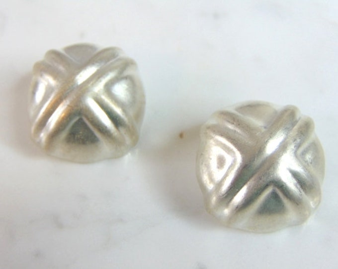 Womens Vintage Estate Sterling Silver Clip On Earrings 13.3g E5947