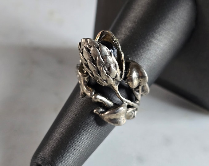 Womens Vintage Estate Sterling Silver Floral Ring 9.4g E7693