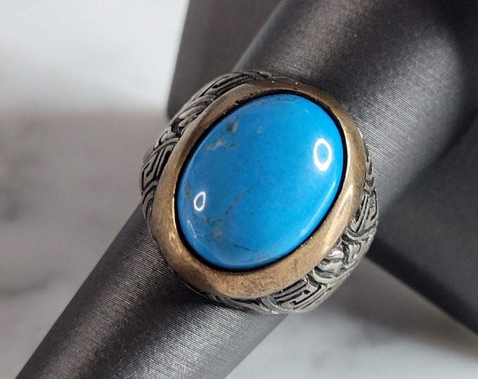 Womens Vintage Estate Sterling Silver Turquoise Ring 12.4g E6724