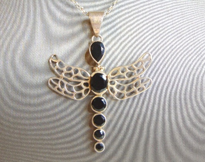 Womens Vintage Estate Sterling Silver Necklace W/ Dragonfly Pendant 14.8g E5131