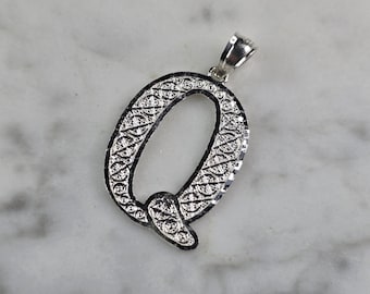 Womens Sterling Silver Initial Letter " Q " Pendant 1.3g E7776