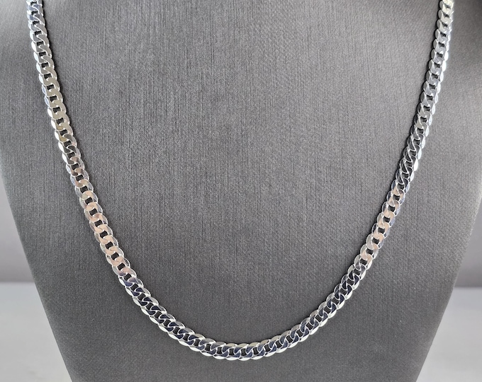 Mens Sterling Silver Italian Chain Link Necklace 19.9g E6147