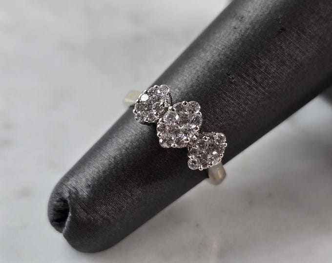 Womens Vintage Estate 14k White Gold Diamond Ring 2.6g E5160