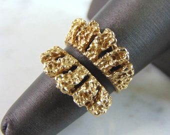 Womens Vintage Estate 14K Yellow Gold Modernist Ring Jacket 8.5g E5003