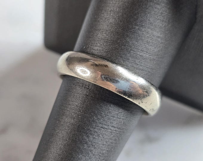 Mens Vintage Estate 14k White Gold Wedding Band Ring 7.8g E7397