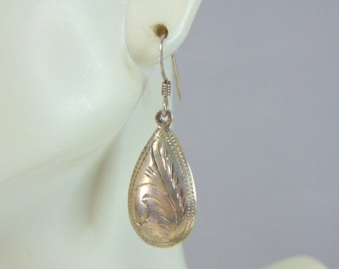 Womens Vintage Estate Sterling Silver Etched Earrings 2.9g E2422
