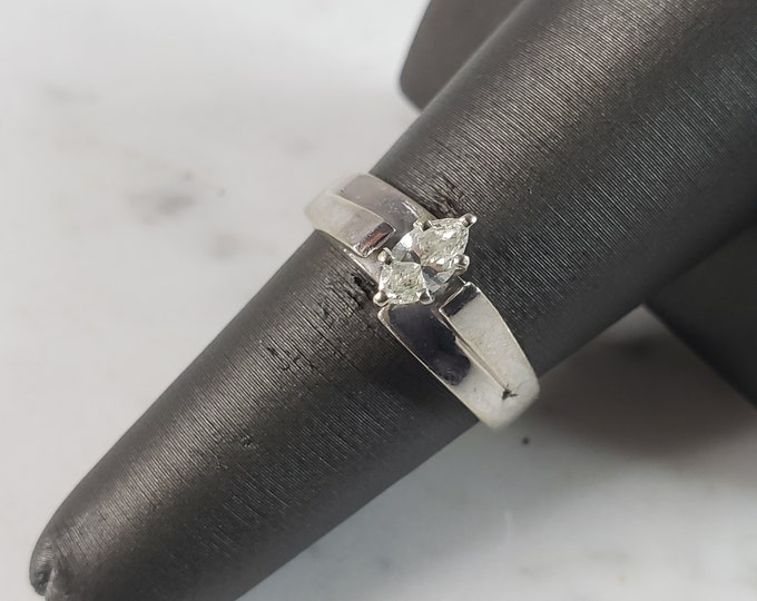 Womens Vintage Estate 14K White Gold Diamond Engagement Ring, 3.9g E6282