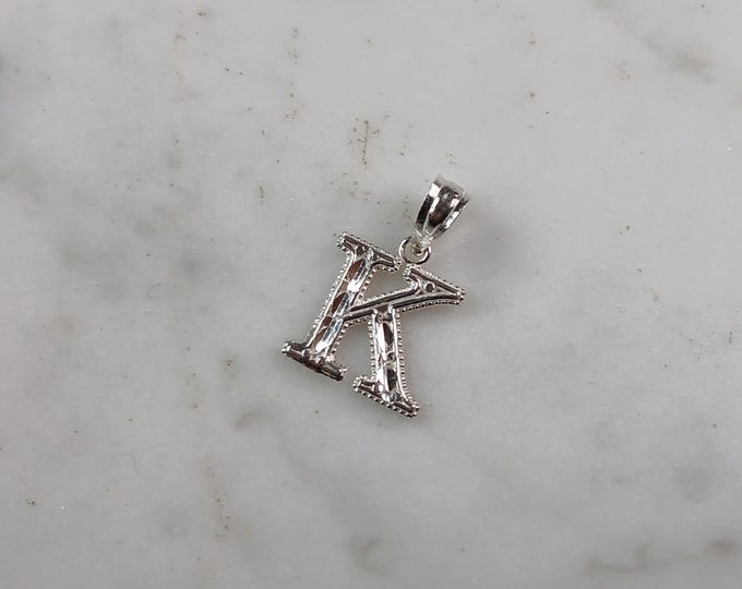 Womens Sterling Silver Initial Letter " K " Pendant 0.3g E6077