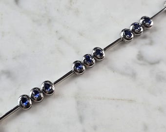 Womens Vintage Estate Sterling Silver Modernist Sapphire Bracelet 19.1g #E3218