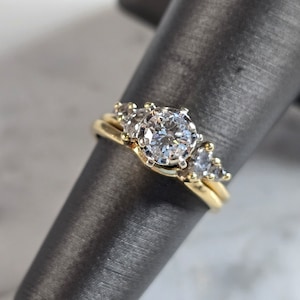 Womens Vintage Estate 14K Gold Diamond Ring Set 3.6g  #E5356