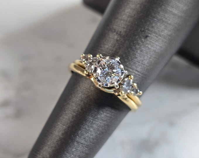 Womens Vintage Estate 14K Gold Diamond Ring Set 3.6g  #E5356