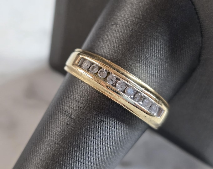 Mens Vintage Estate 10K Yellow Gold Diamond Ring 3.3g E7430