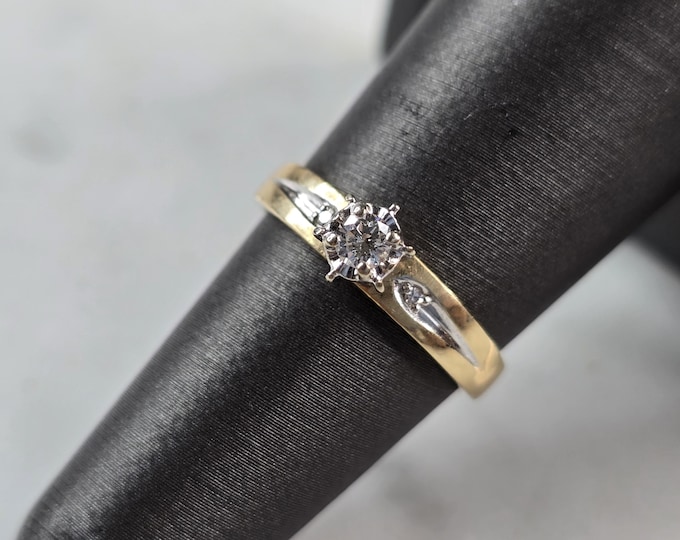 Womens Vintage Estate 14k Yellow Gold Diamond Engagement Ring 2.5g  #E948