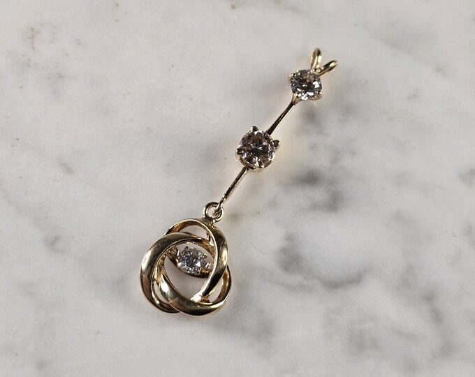 Womens Vintage Estate 10K Yellow Gold Diamond Pendant 2.3g E4748