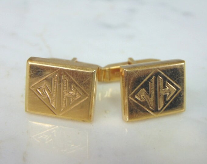 Mens Vintage Estate 14k Yellow Gold Cufflinks 12.8g E5472