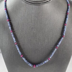 Womens Vintage Estate Sterling Silver Natural Ruby Sapphire Necklace 14.0g E6104