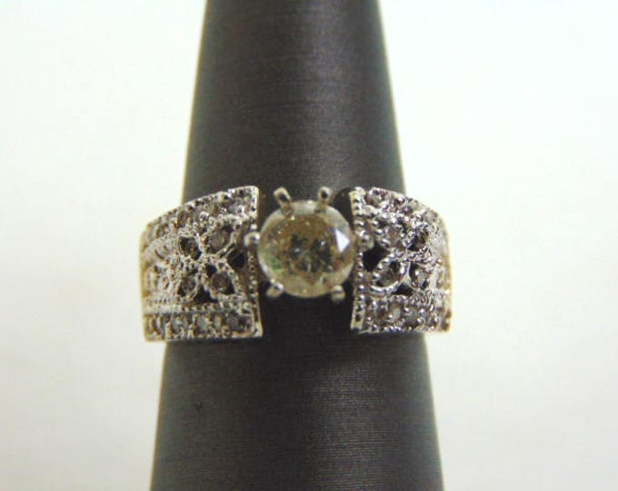 Womens Vintage Estate 14k White Gold & Diamond Ring 7.3g  E3467