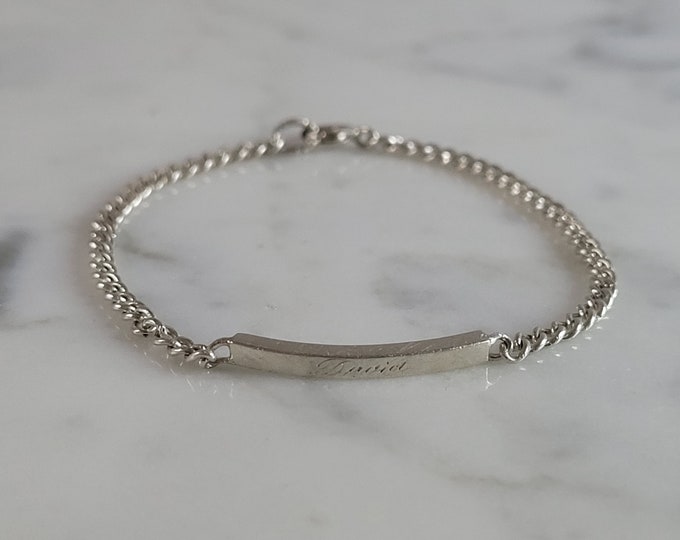 Childs Baby Toddler Vintage Estate Sterling Silver ID DAVID Bracelet 2.1g E6706