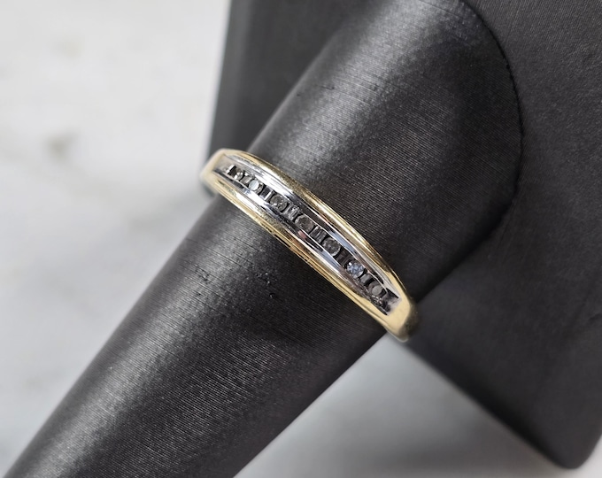 Womens Vintage Estate 10K Yellow Gold Diamond LOVE YOU Ring 2.7g #E4912