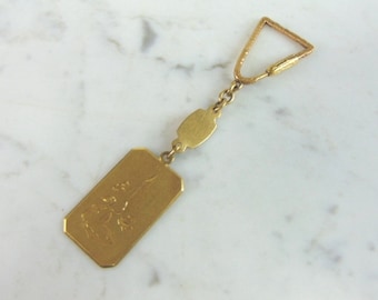 Vintage Estate 18k Yellow Gold Keychain Tag FOB 18.0g  E5041