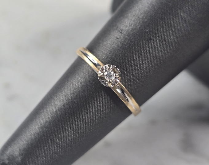 Womens Vintage Estate 14K Yellow Gold Diamond Ring, 1.3g E4650