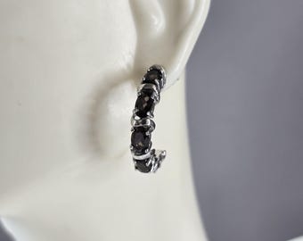 Womens Estate Sterling Silver Smoky Quartz Earrings 5.6g E1983
