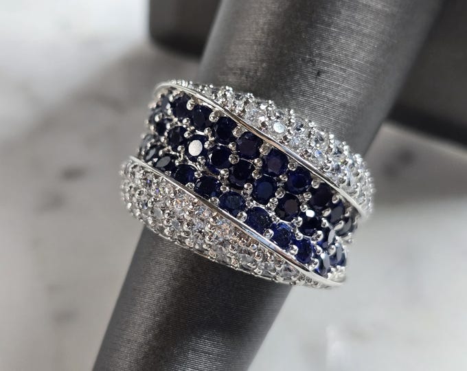 Womens Vintage Estate Sterling Silver Art Deco Style Ring 8.7g E7051