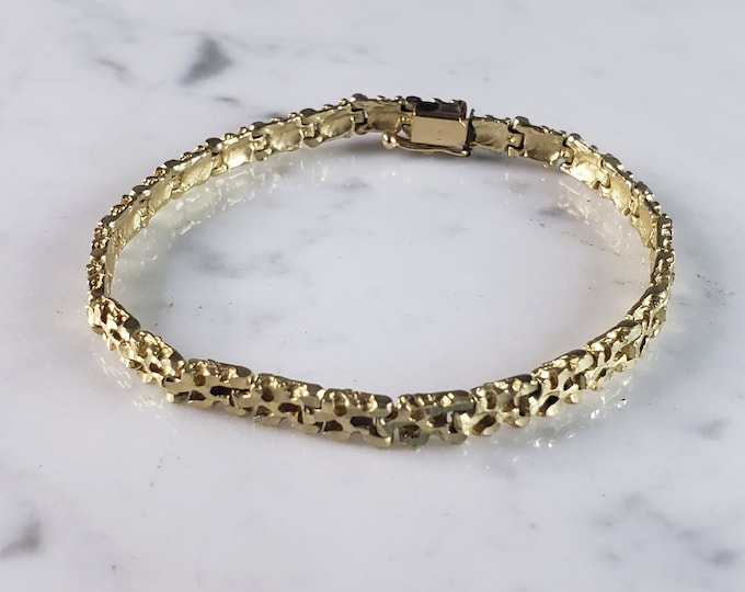 Womens Vintage Estate 14k Yellow Gold Nugget Bracelet 12.6g  E3734