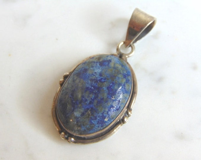 Womens Vintage Estate Sterling Silver Lapis Lazuli Pendant 12.6g E5731