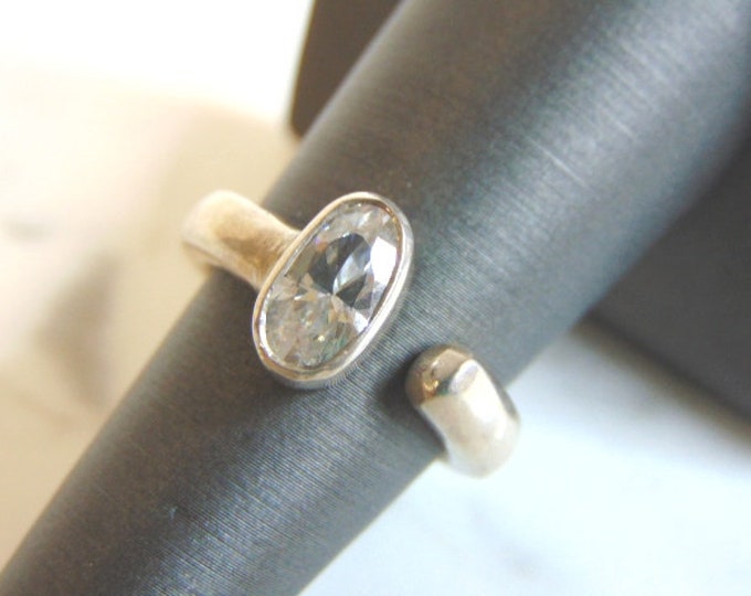 Womens Vintage Estate Sterling Silver CZ Ring 4.8g E5739