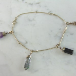 Womens Vintage Estate Sterling Silver Crystals Charm Bracelet 13.9g E1989