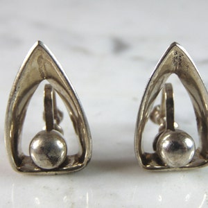 Pendientes de abrazadera modernistas de plata de ley vintage para mujer 10,8 g E3620