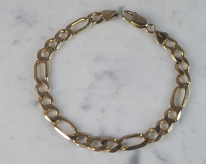 Mens Vintage Estate 14K Yellow Gold Italian Chain Link Bracelet  16.5g E6554
