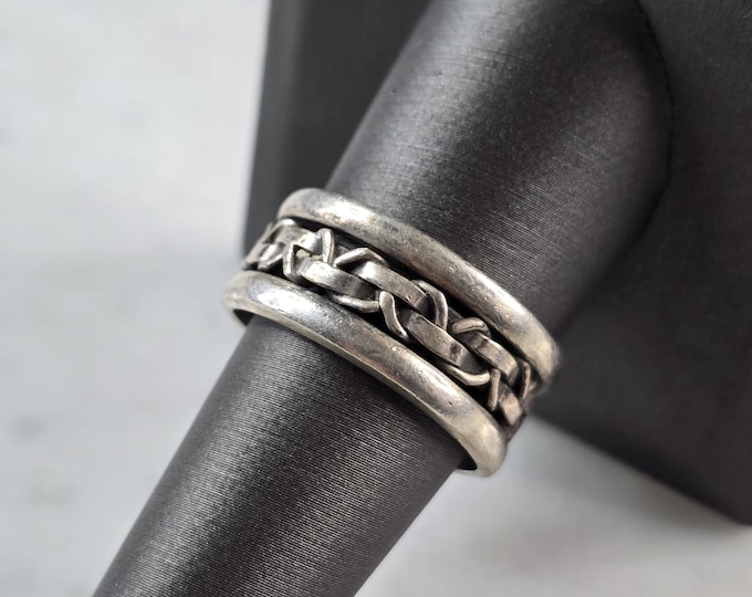 Mens Vintage Estate Sterling Silver Irish Celtic Eternity Knot Ring 6.9g E7819