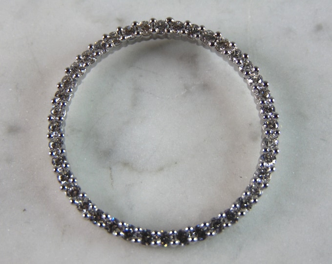Womens Vintage Estate Sterling Silver CZ Eternity Pendant 4.5g E2555