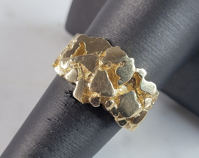 Mens Vintage Estate 14K Gold Nugget Ring 10.6g #E6528