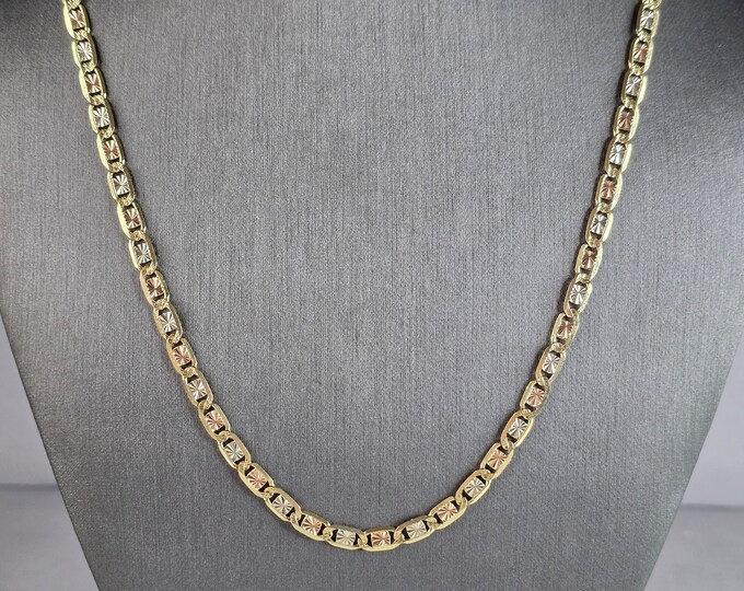 Womens Vintage Estate 14k Mixed Gold Chain Link Necklace 15.8g E5301