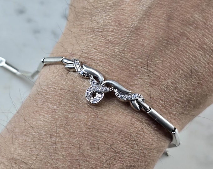 Womens Vintage Estate 14K White Gold Diamond Bracelet 7.4g E1617