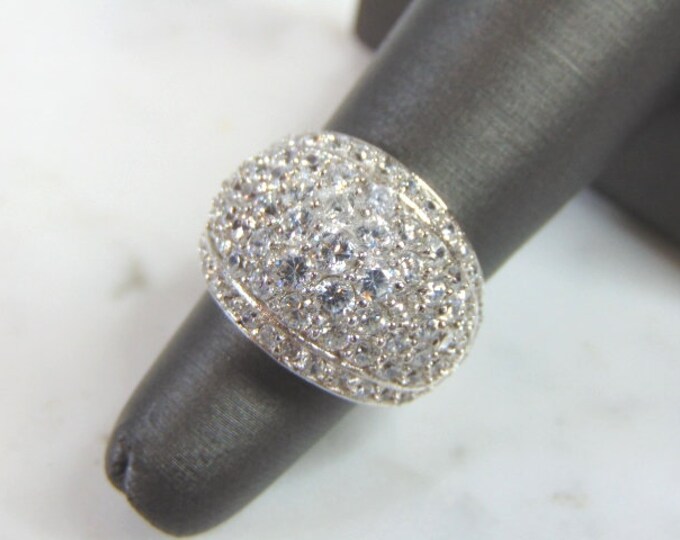 Womens Vintage Estate Sterling Silver CZ Ring 10g E5988