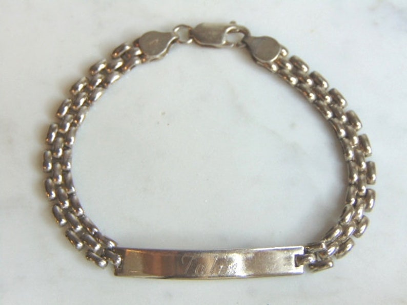 Womens Vintage Estate Sterling Silver ID Bracelet 11.4g E5848