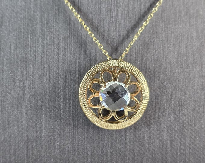 Womens Sterling Silver Gold Tone Modernist Pendant Necklace 7.5g E3933