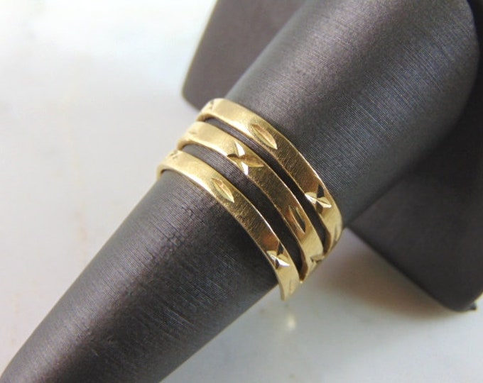 Womens Vintage Estate 14k Yellow Gold Modernist Ring 4.2g E4244