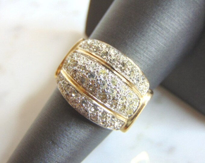 Womens Vintage Estate Sterling Silver Gold Tone CZ Ring 8.4g E5729