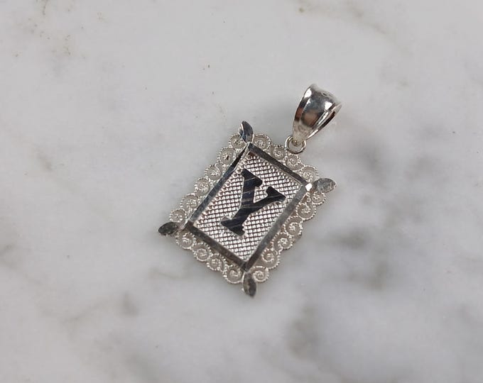 Womens Sterling Silver Initial Letter " Y " Pendant 1.0g E4892