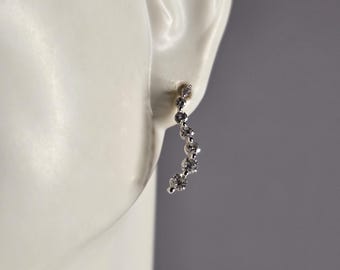Pr of Womens 14K Yellow Gold Diamond Modernist Earrings 1.5g E4852