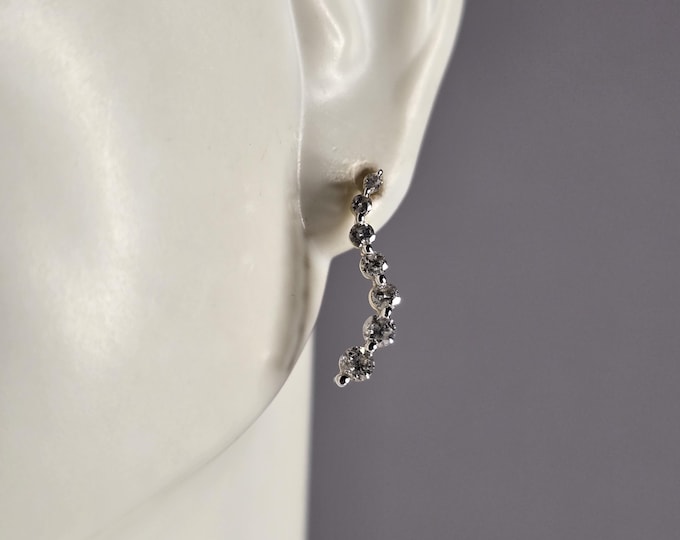 Pr of Womens 14K Yellow Gold Diamond Modernist Earrings 1.5g E4852