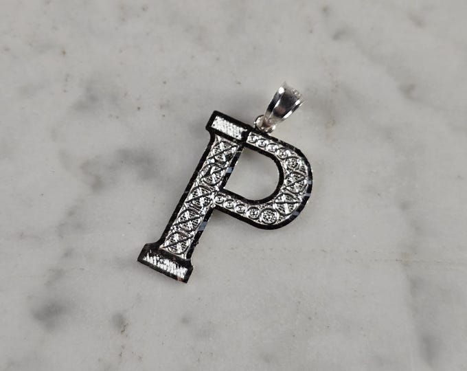 Womens Sterling Silver Initial Letter " P " Pendant 1.3g E4326