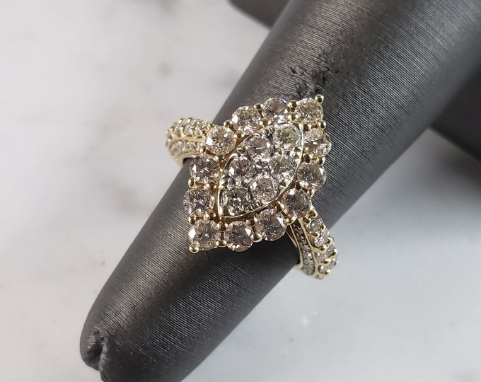 Womens Vintage Estate 14K Yellow Gold Diamond Ring 3.8g E6226