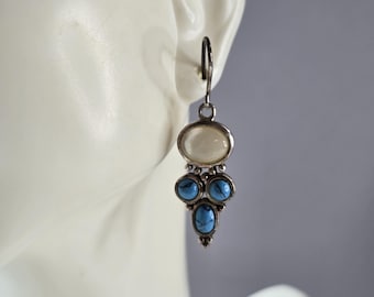 Womens Estate Sterling Silver Southwestern Turquoise Earrings 5.7g E5874